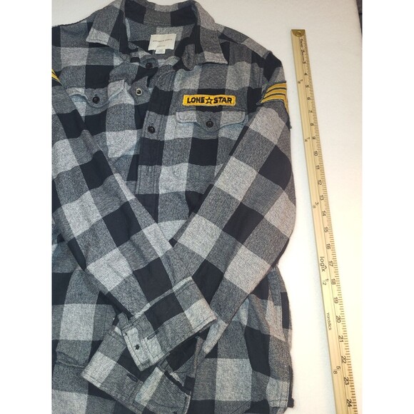 American Eagle MENS Unique Top Gun  Flannel Shirt Black And Grey - Picture 8 of 10